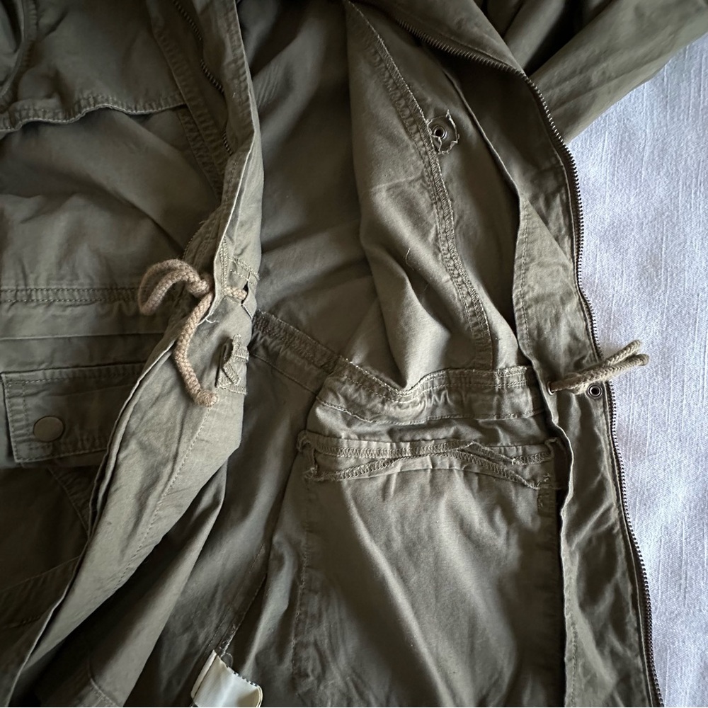Per Se Military Jacket Womens XL Green Utility Field Drawstring Gorpcore Safari - Picture 4 of 9